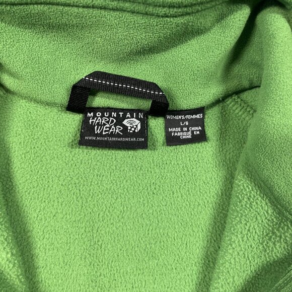 Mountain Hardwear Pullover Womens Large Green Fleece Quarter Zip Neck Hiking - Picture 2 of 6